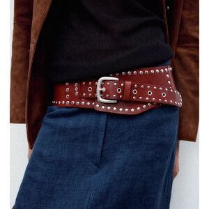 ZARA STUDDED LEATHER SASH BELT